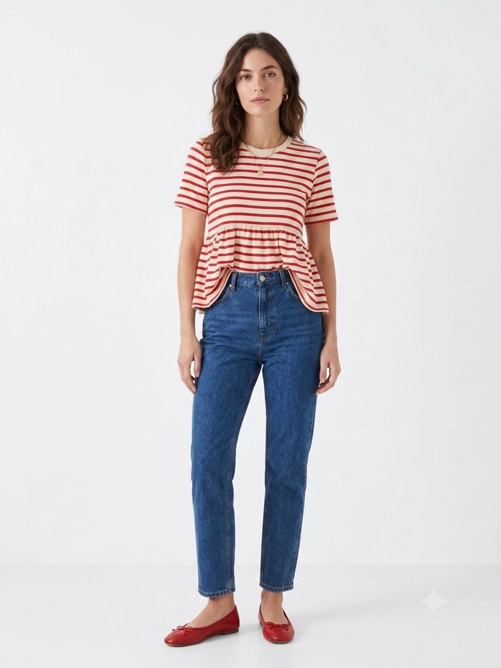 ZARA Striped Babydoll Peplum Tee